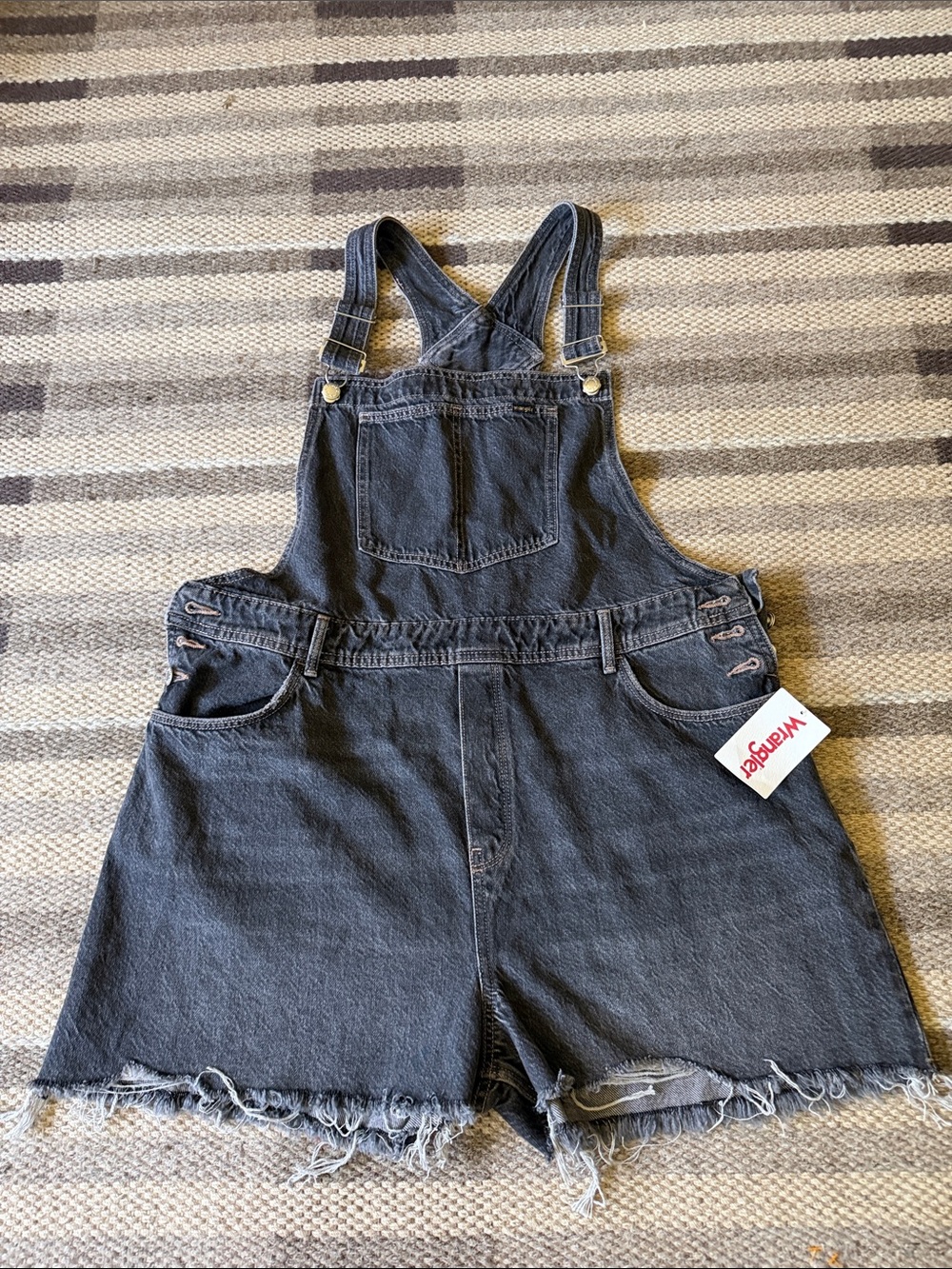 Wrangler Charcoal Black Denim Short Overalls
